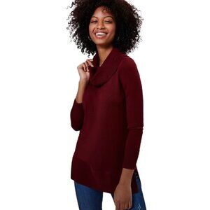 LOFT Burgundy Cowl Neck Tunic Sweater Women’s Size M – Soft Knit, Good Condition